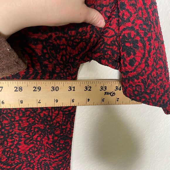 Catherines womens 3/4 sleeve red blouse top career artsy round neck office 4X - Picture 6 of 7